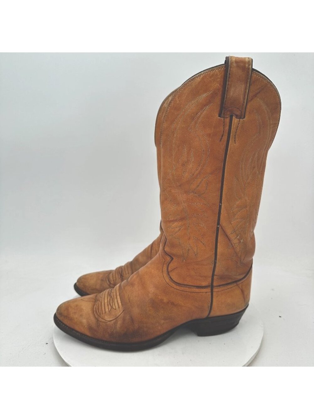 Justin 1632 Men Size 8.5 EE Brown Tan Cognac Leather Western Cowboy Boot